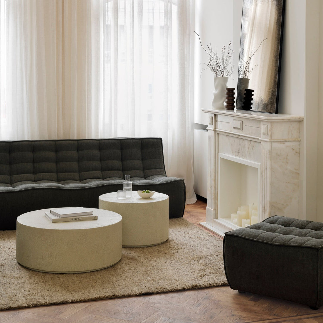 Elements coffee table - Microcement - Off White - round