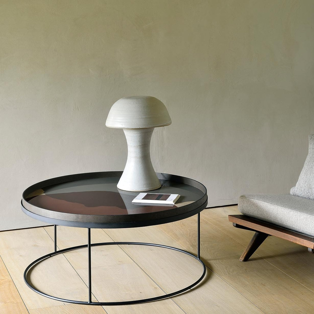 Round Graphite Combined Dots Glass Tray, Extra Large