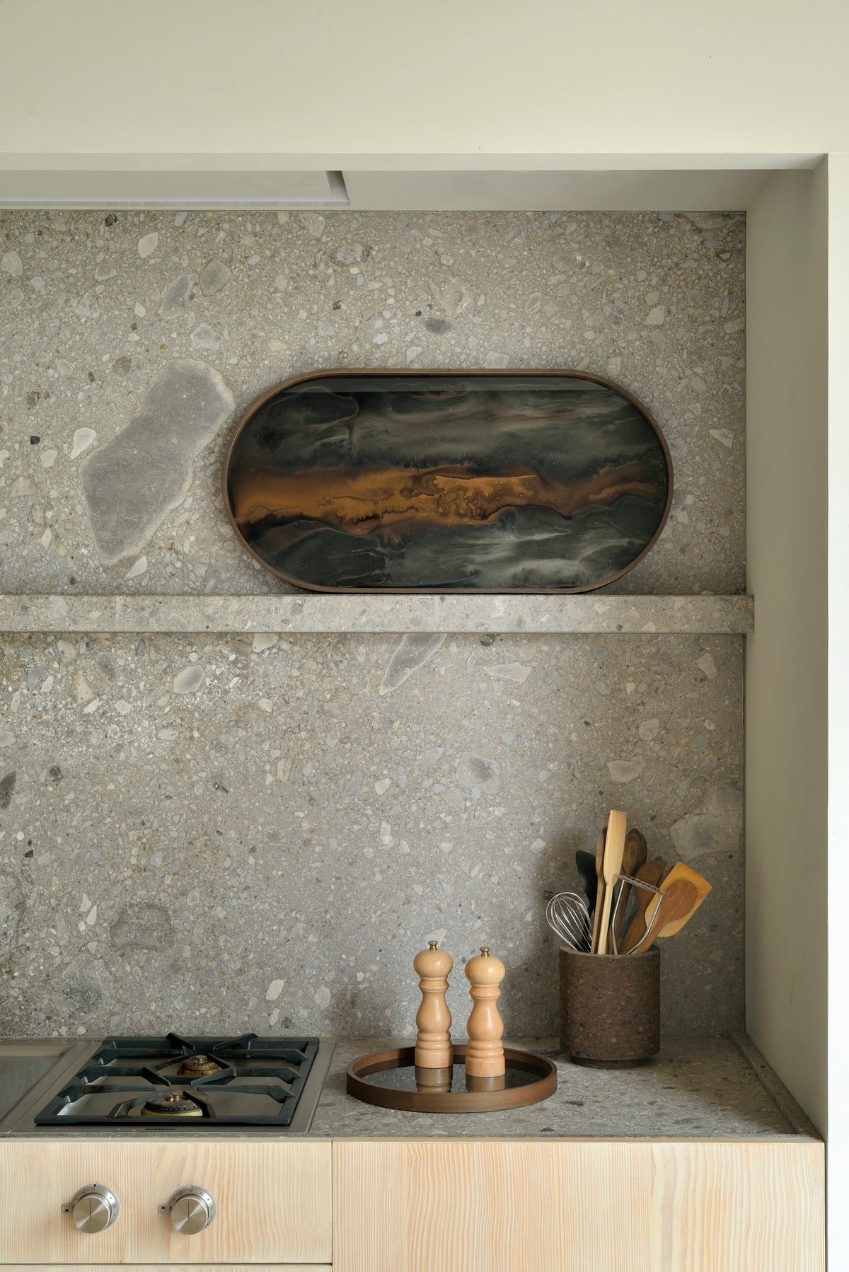 Oblong Bronze Glass Organic Tray