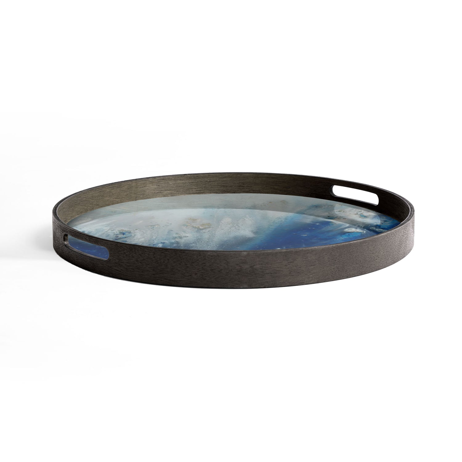 Round Glass Organic Tray, Blue Mist