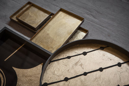 Round Gold Leaf Dots Glass Tray, Small