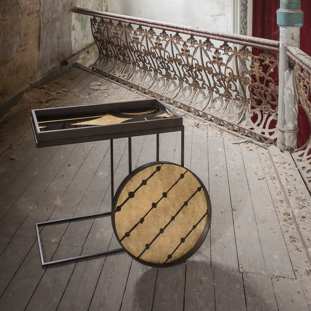 Round Gold Leaf Dots Glass Tray, Small