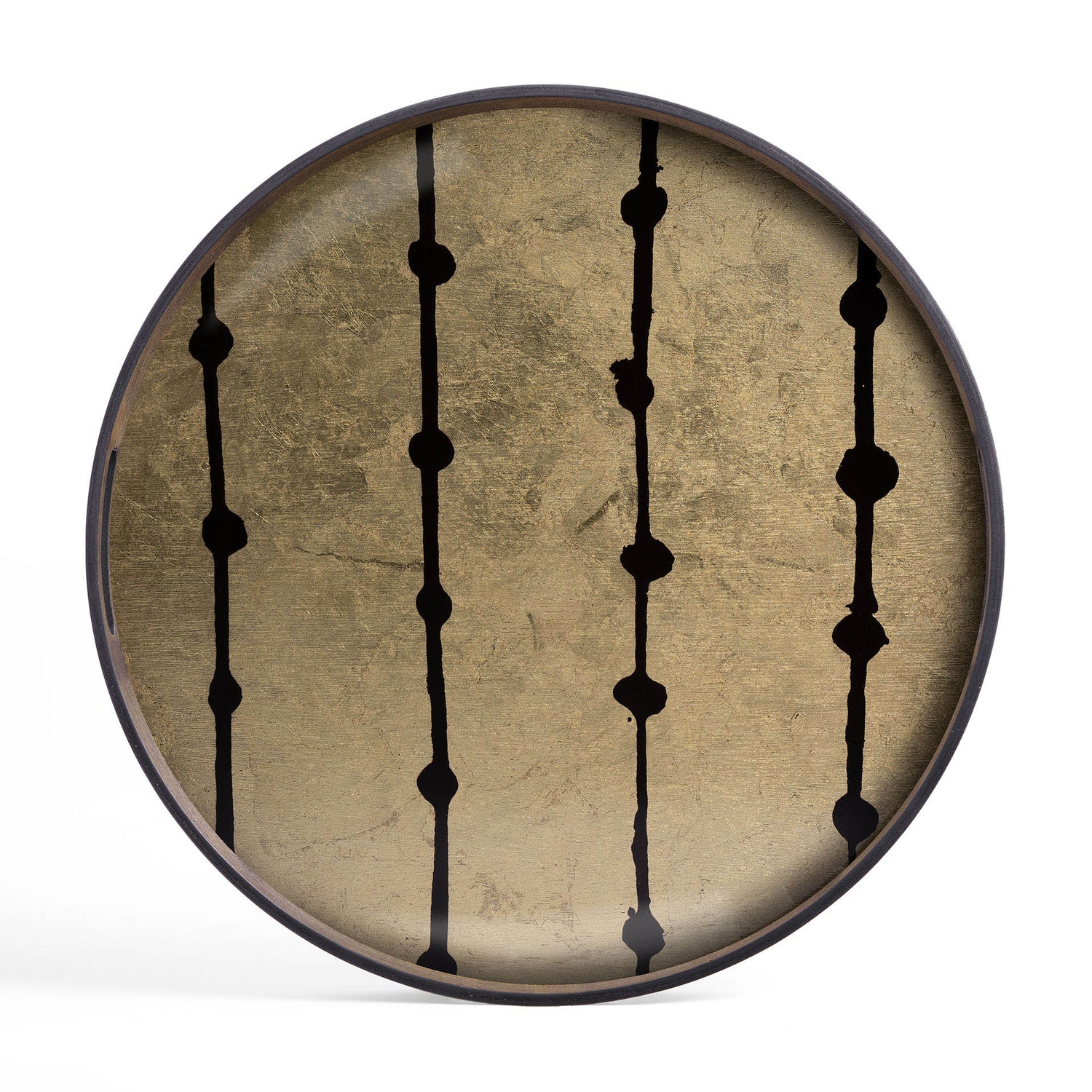 Round Gold Leaf Dots Glass Tray, Small