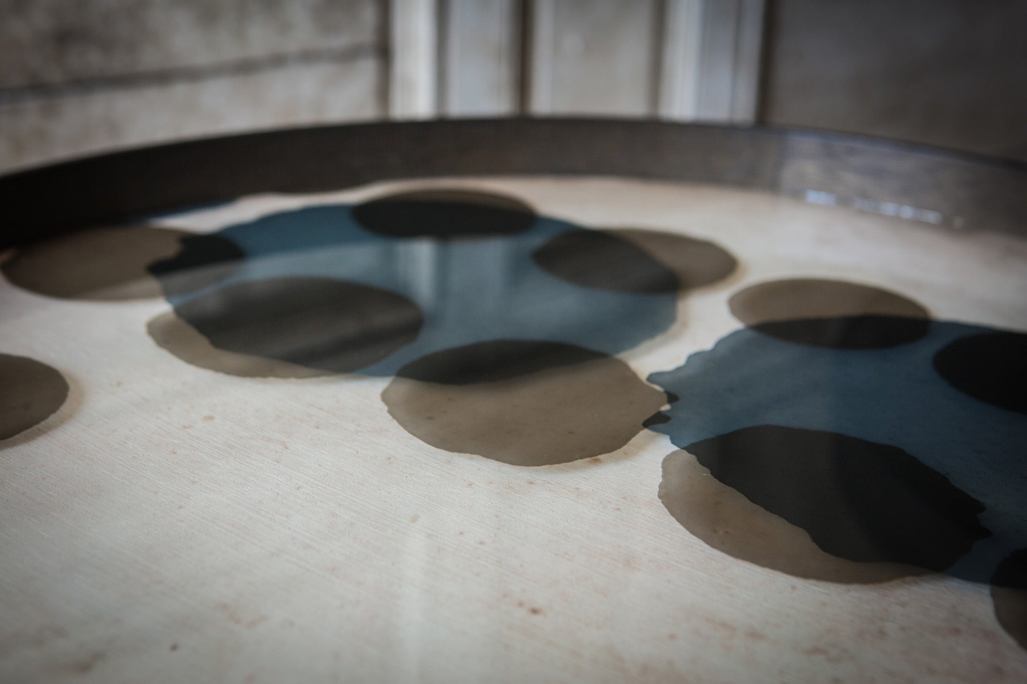 Round Slate Layered Dots Glass Tray, Large