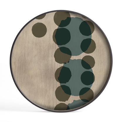 Round Slate Layered Dots Glass Tray, Large