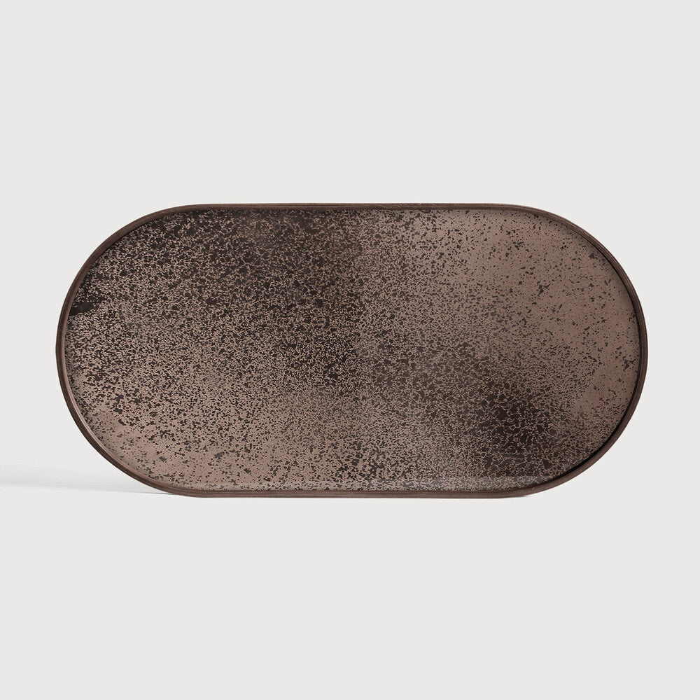 Oblong Bronze Aged Mirror Tray