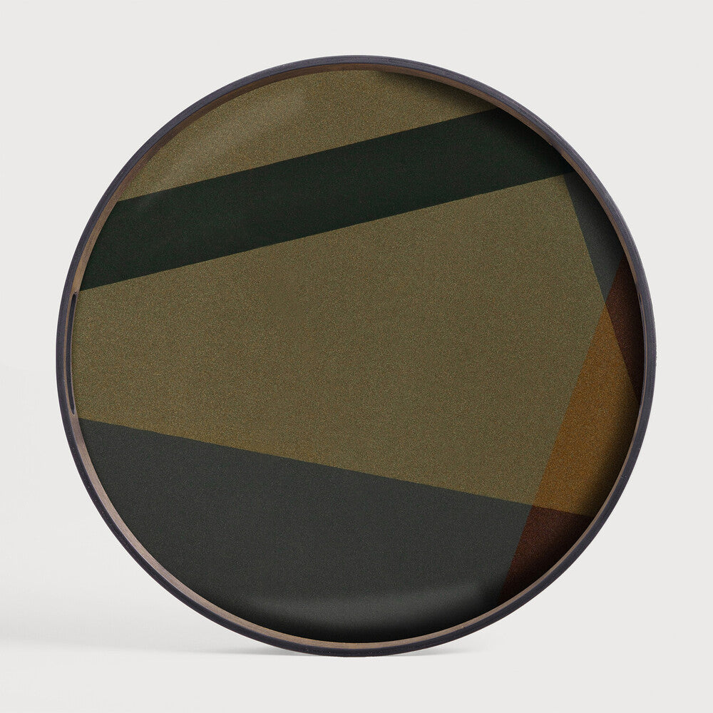 Round Glass Angle Tray, Slate, Small