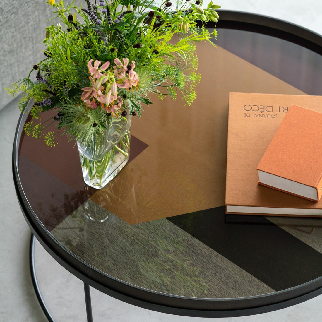 Round Glass Angle Tray, Bronze, Extra Large