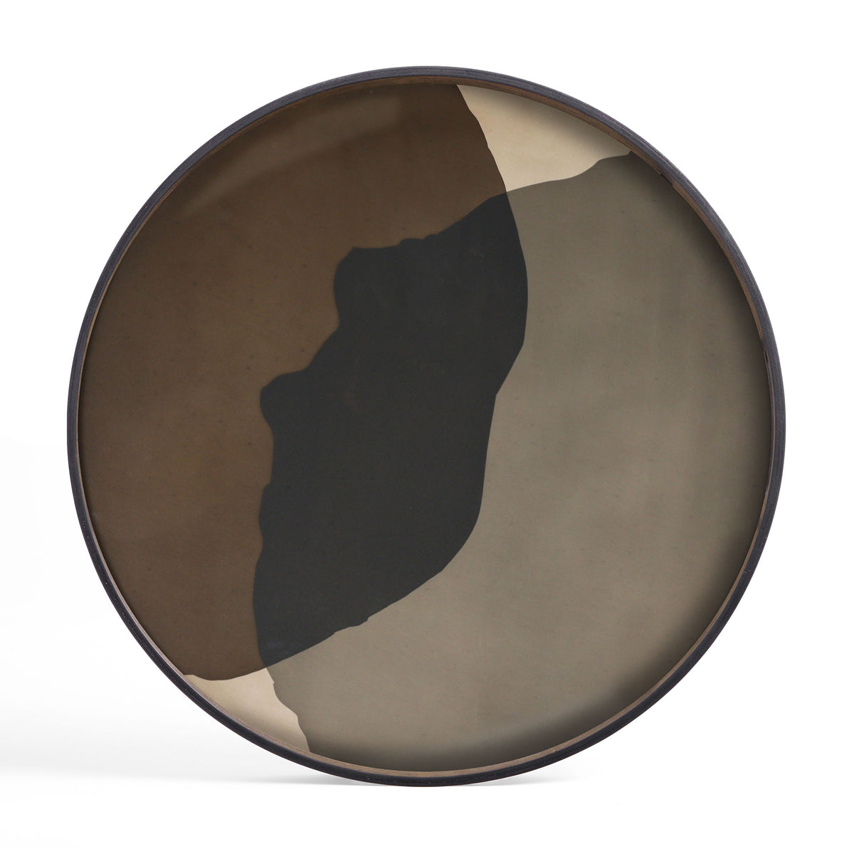Round Graphite Combined Dots Glass Tray, Extra Large