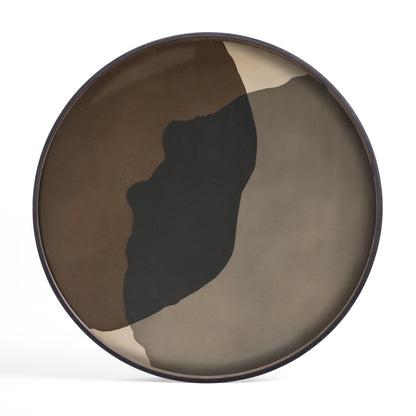 Round Graphite Combined Dots Glass Tray, Extra Large