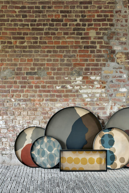 Round Graphite Combined Dots Glass Tray, Extra Large