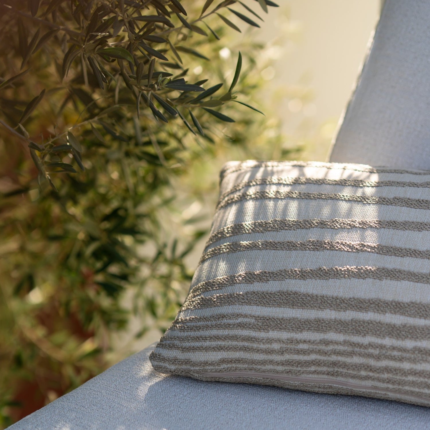 Stripes Outdoor Lumbar Pillow, Set of 2, White