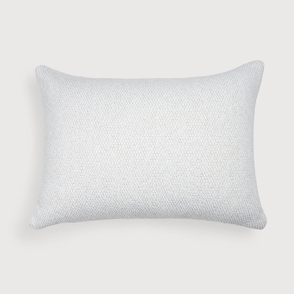 Boucle Light Outdoor Lumbar Pillow, Set of 2, White