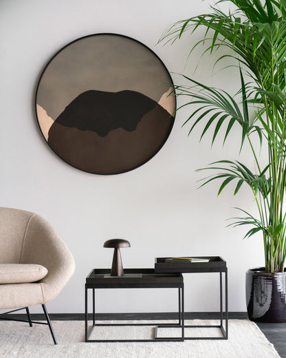 Round Graphite Combined Dots Glass Tray, Extra Large