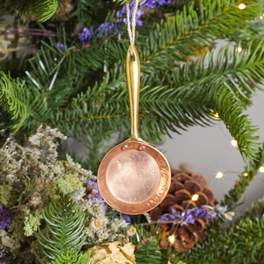 Hammered Copper &amp; Gold Frying Pan Ornament