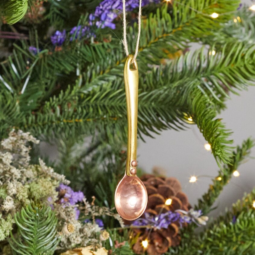 Hammered Copper &amp; Gold Mixing Spoon Ornament