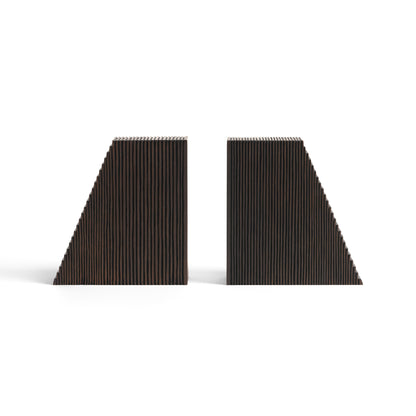 Grooves Dark Brown Mahogany Bookends, Set Of 2