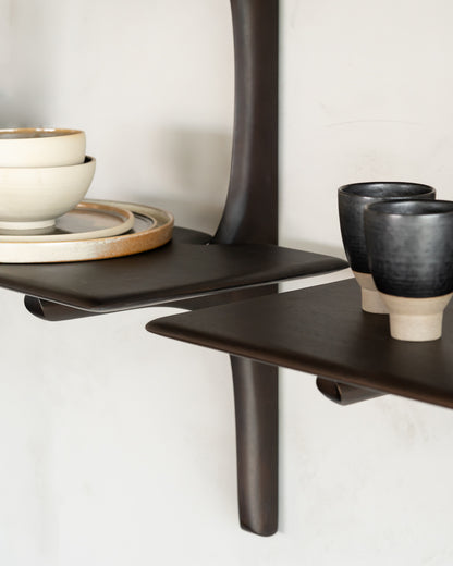 Pi Wall Shelf - varnished mahogany - dark brown - 3 shelves
