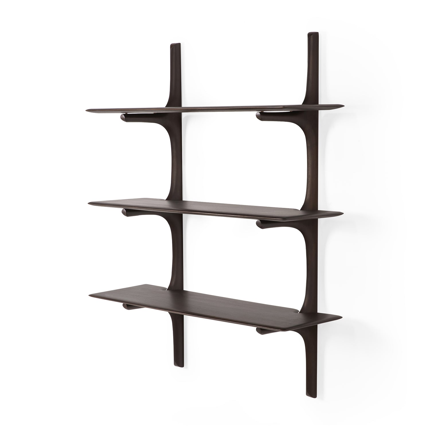 Pi Wall Shelf - varnished mahogany - dark brown - 3 shelves