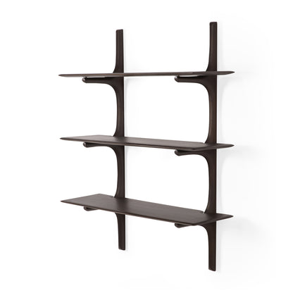 Pi Wall Shelf - varnished mahogany - dark brown - 3 shelves