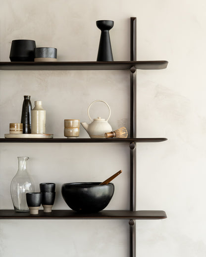 Pi Wall Shelf - varnished mahogany - dark brown - 3 shelves