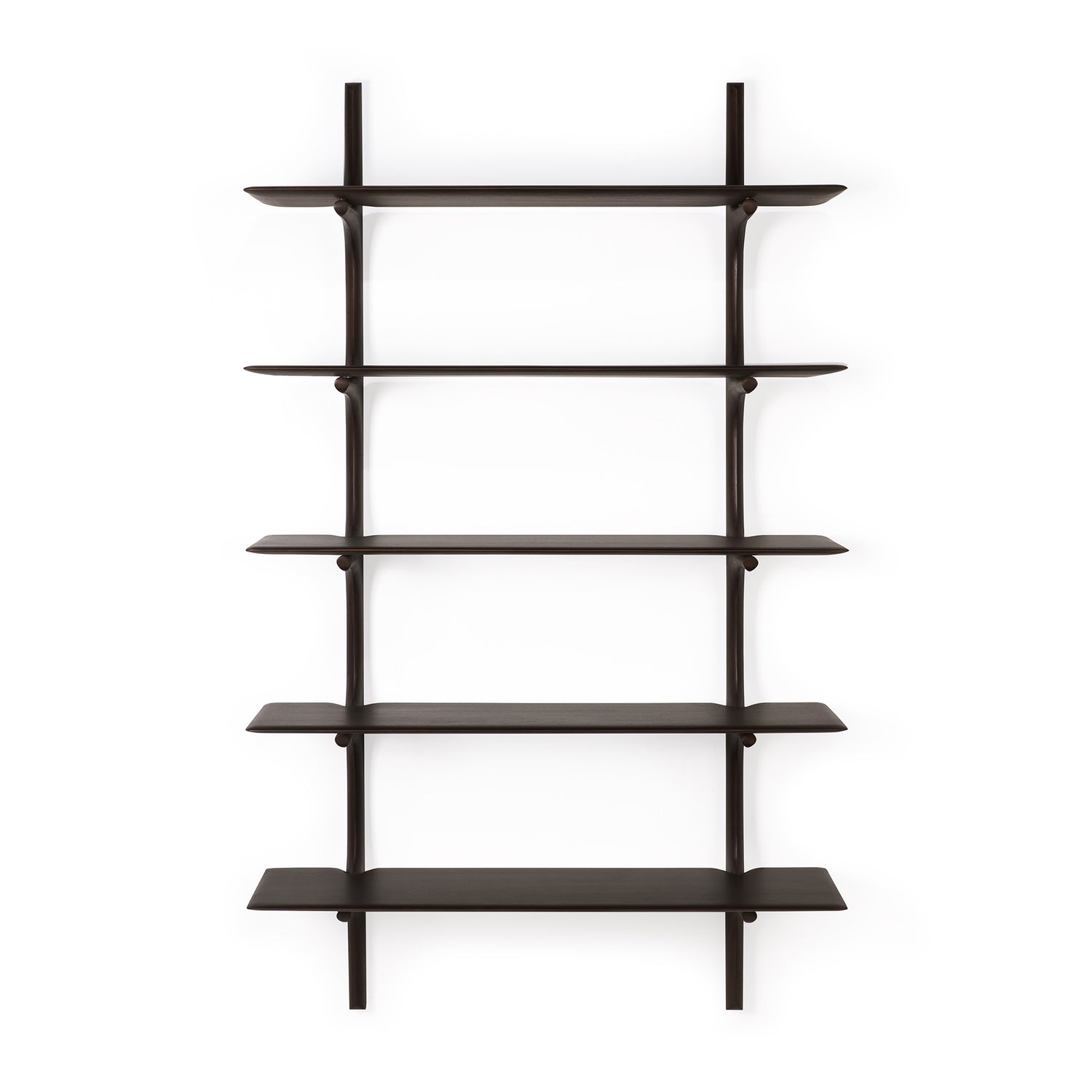 PI wall shelf - varnished mahogany - dark brown - 5 shelves