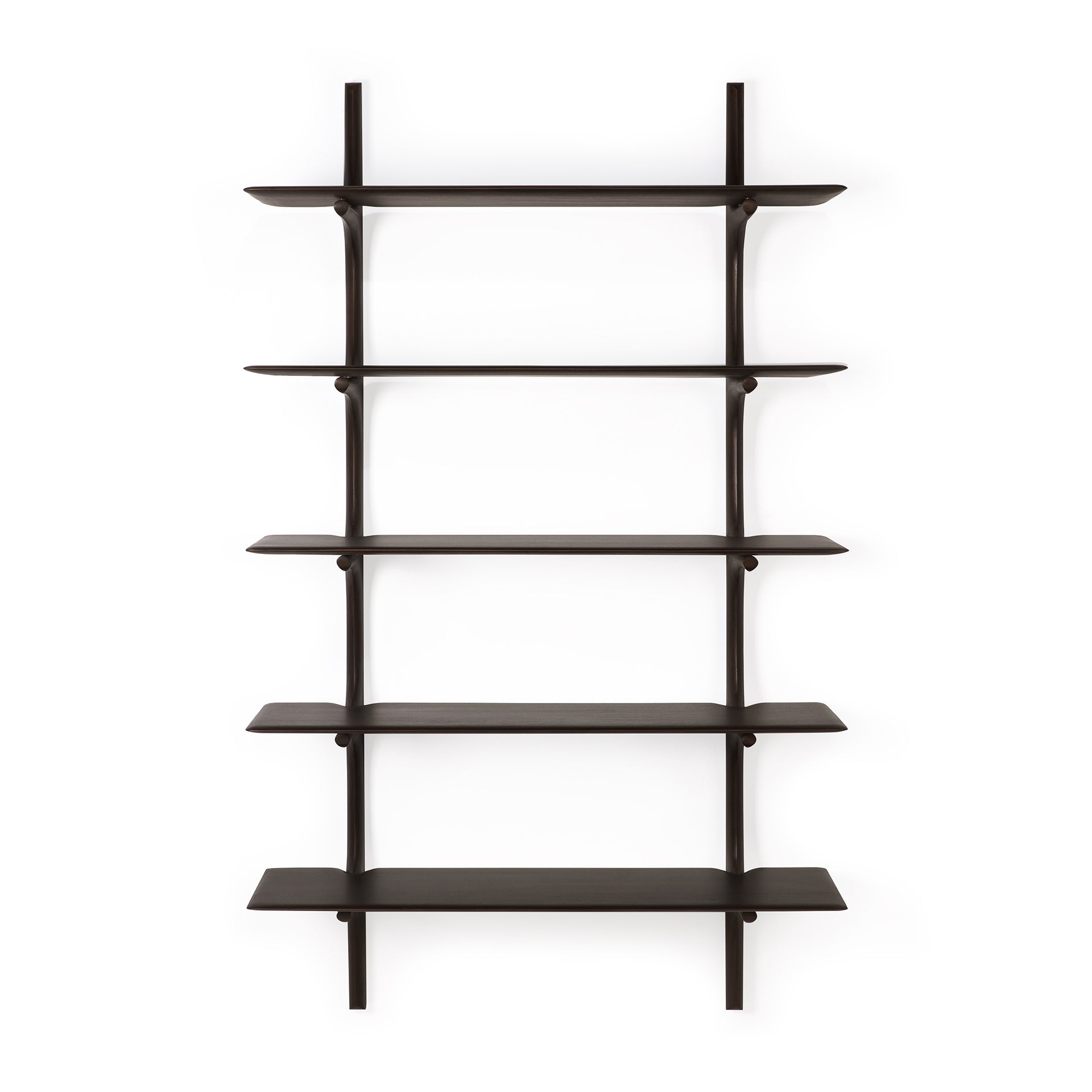 PI wall shelf - varnished mahogany - dark brown - 5 shelves