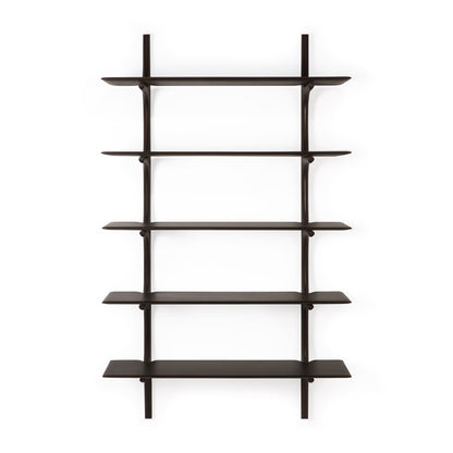 PI wall shelf - varnished mahogany - dark brown - 5 shelves