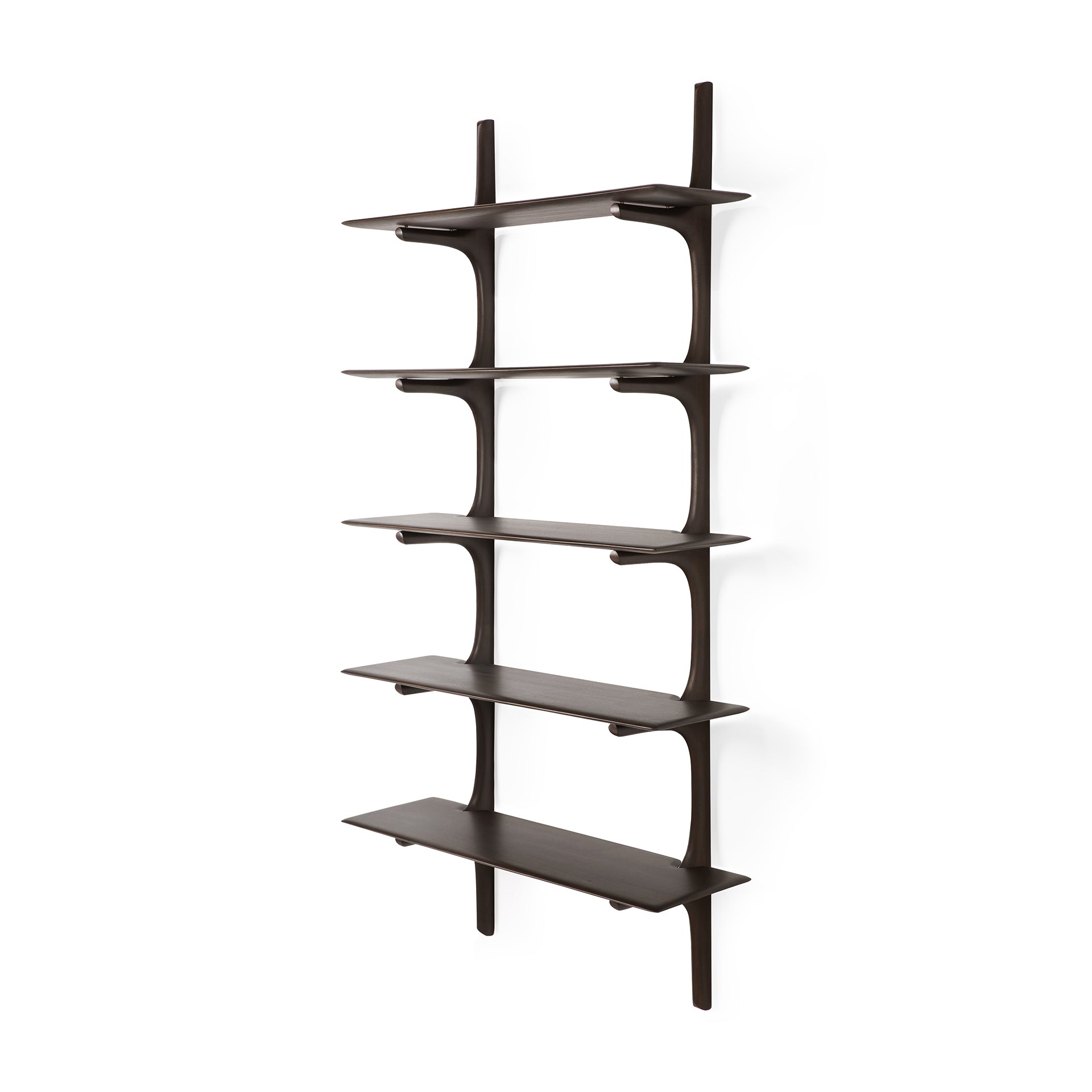 PI wall shelf - varnished mahogany - dark brown - 5 shelves