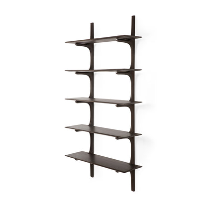 PI wall shelf - varnished mahogany - dark brown - 5 shelves