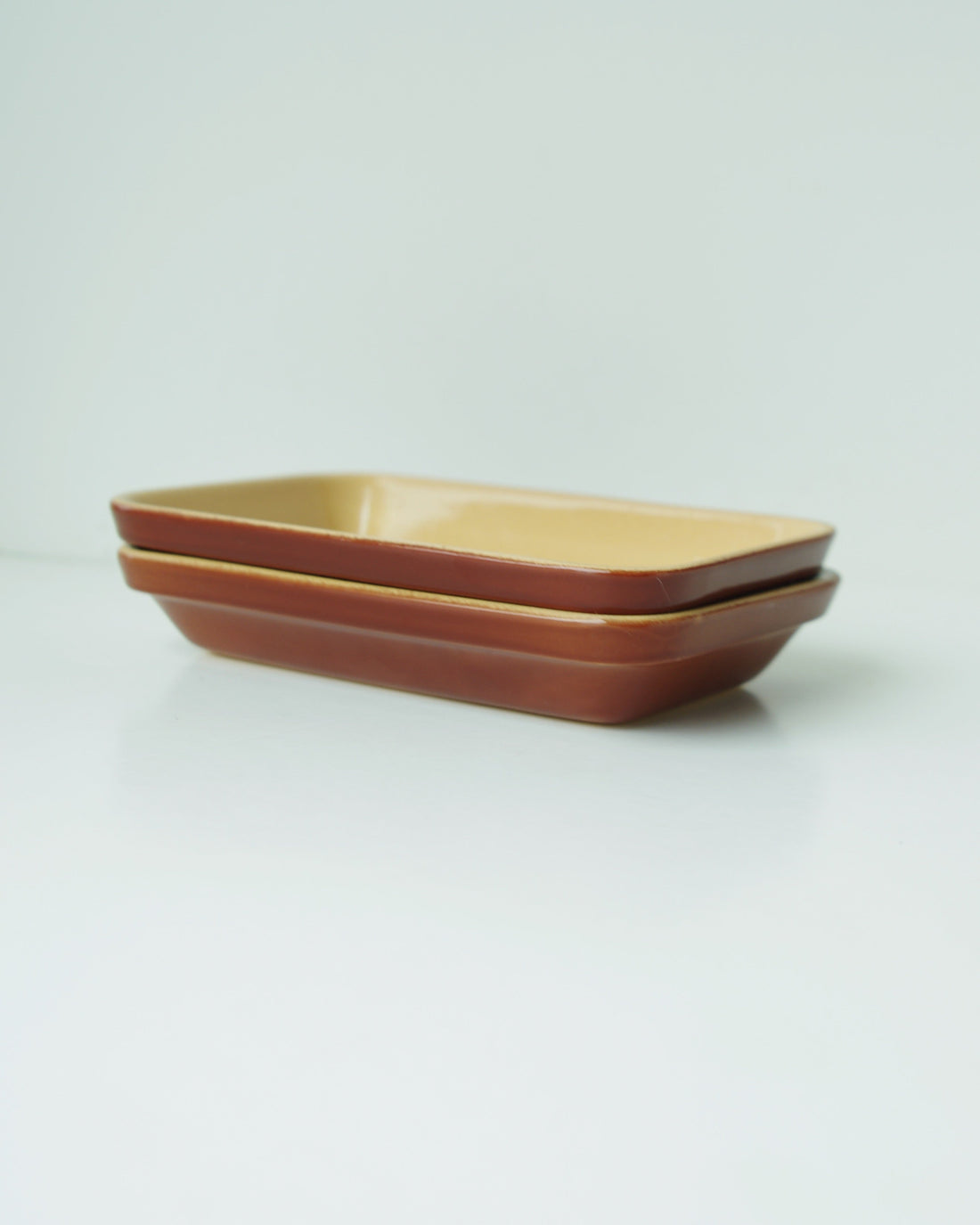 Vintage French Stoneware Rectangular Plate - XSmall (0.25 L) - Brown