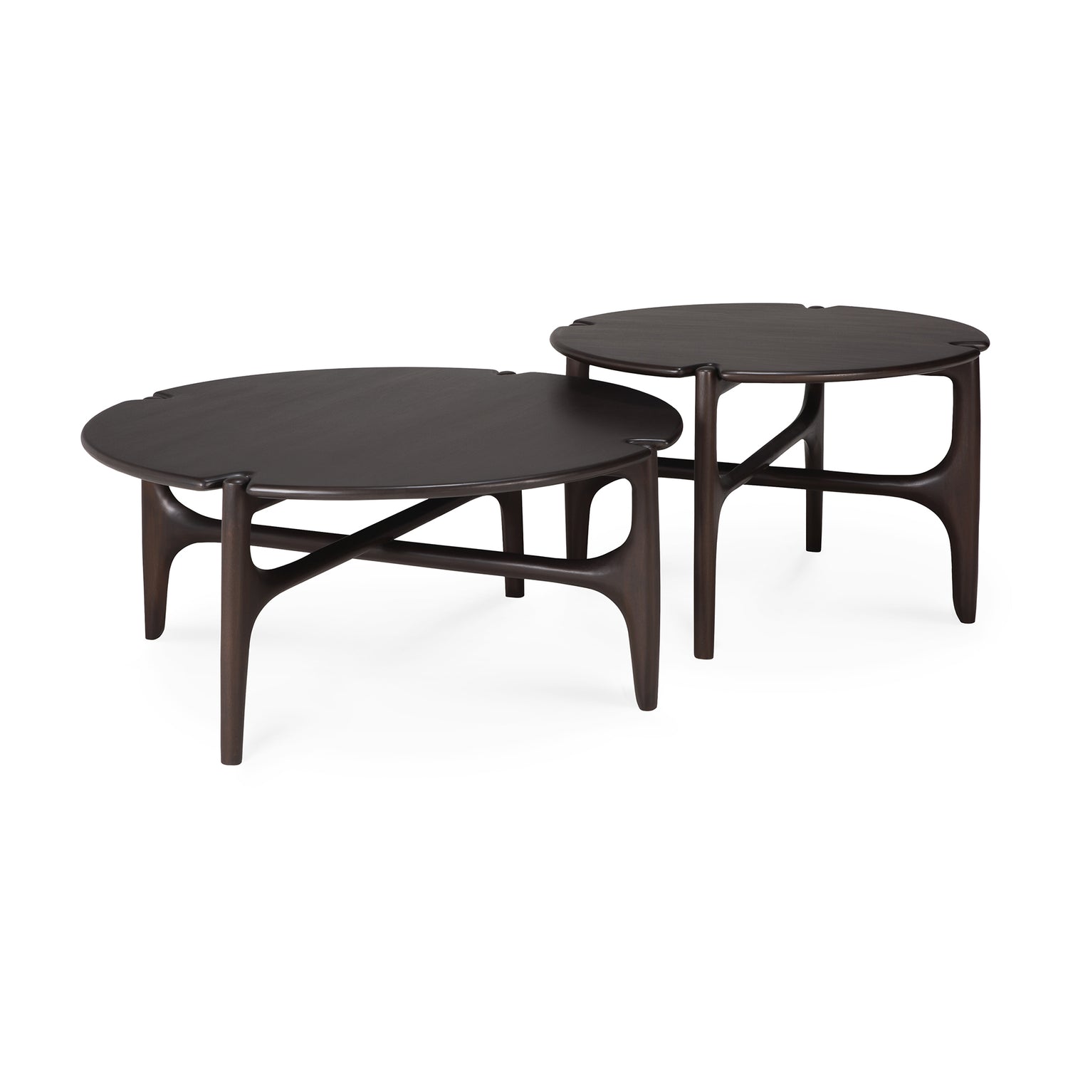 PI coffee table - varnished mahogany - dark brown - round