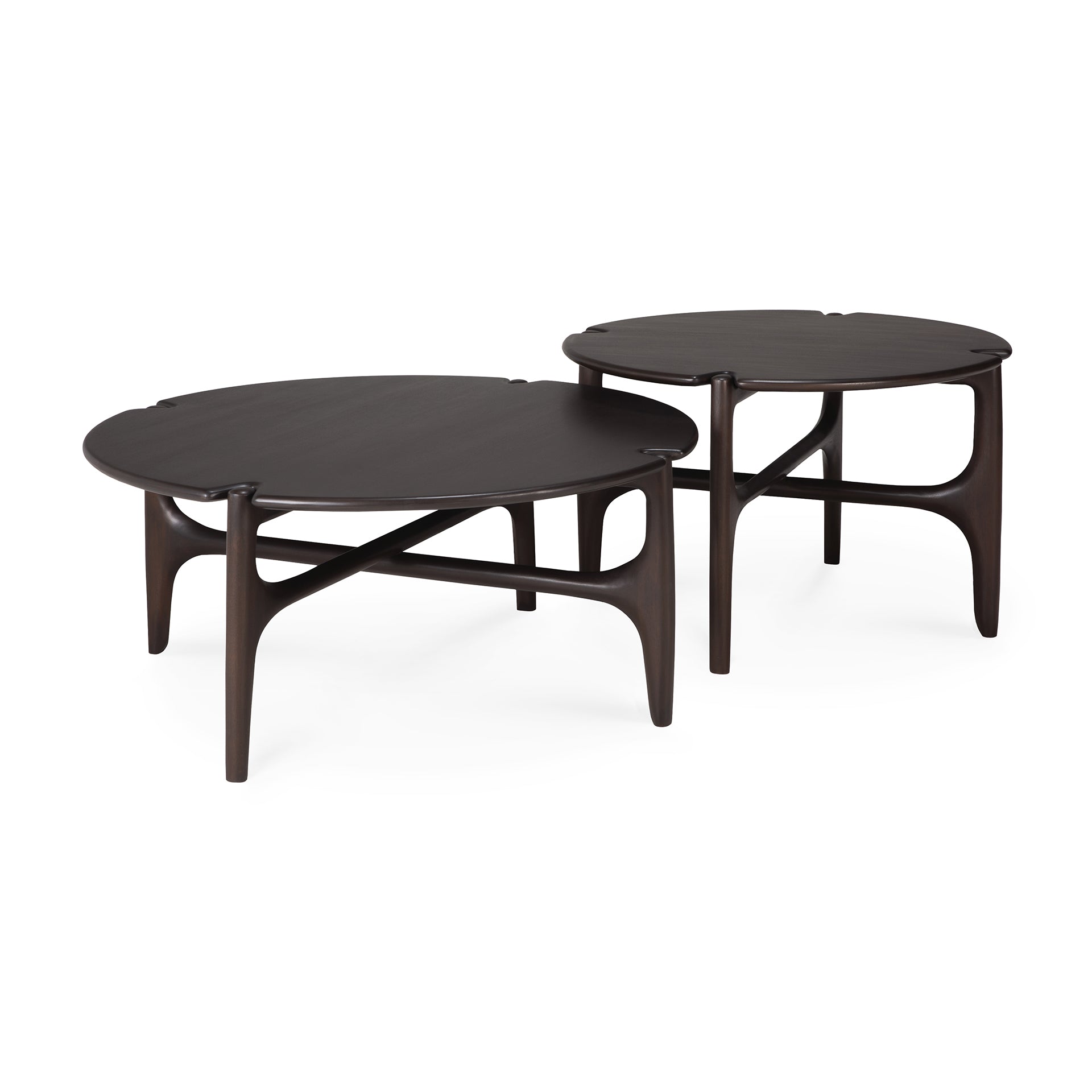 PI coffee table - varnished mahogany - dark brown - round