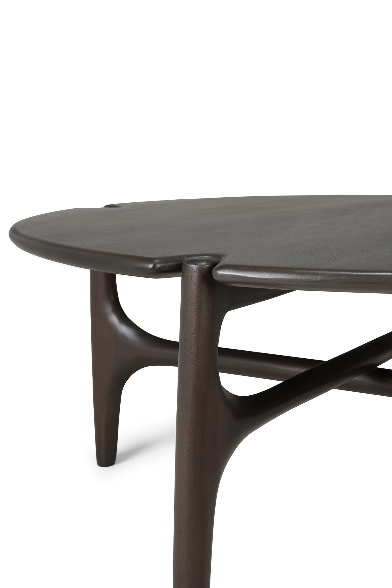 PI coffee table - varnished mahogany - dark brown - round