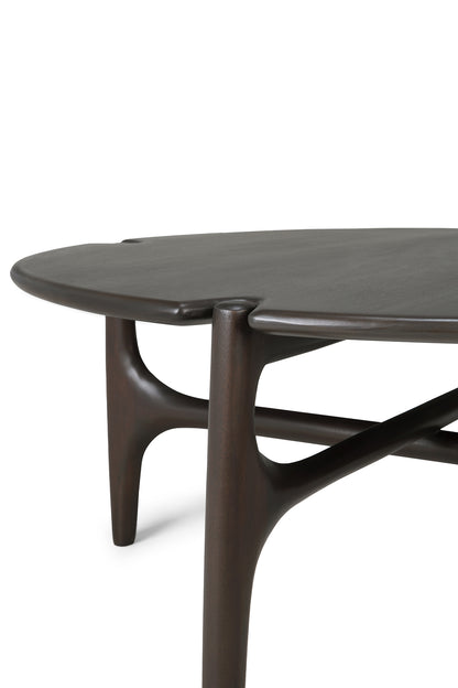 PI coffee table - varnished mahogany - dark brown - round