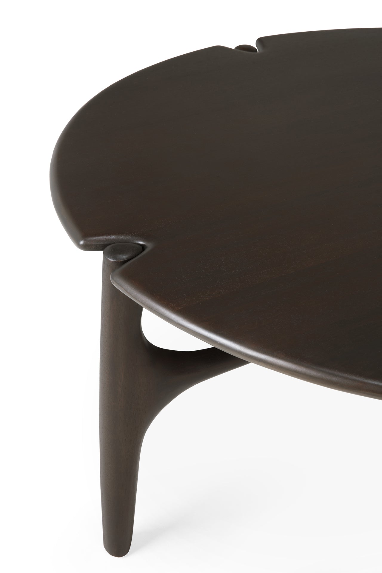 PI coffee table - varnished mahogany - dark brown - round