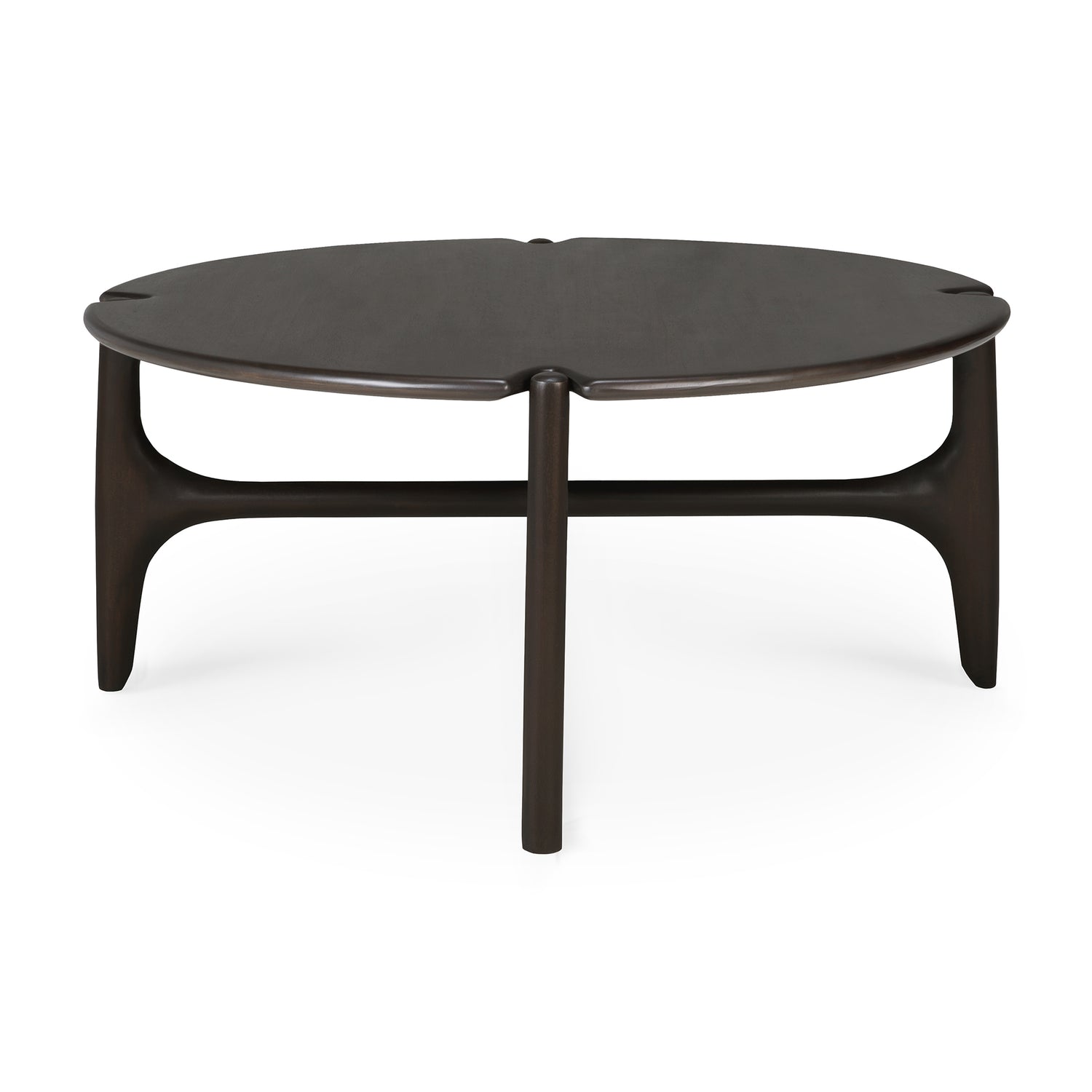 PI coffee table - varnished mahogany - dark brown - round