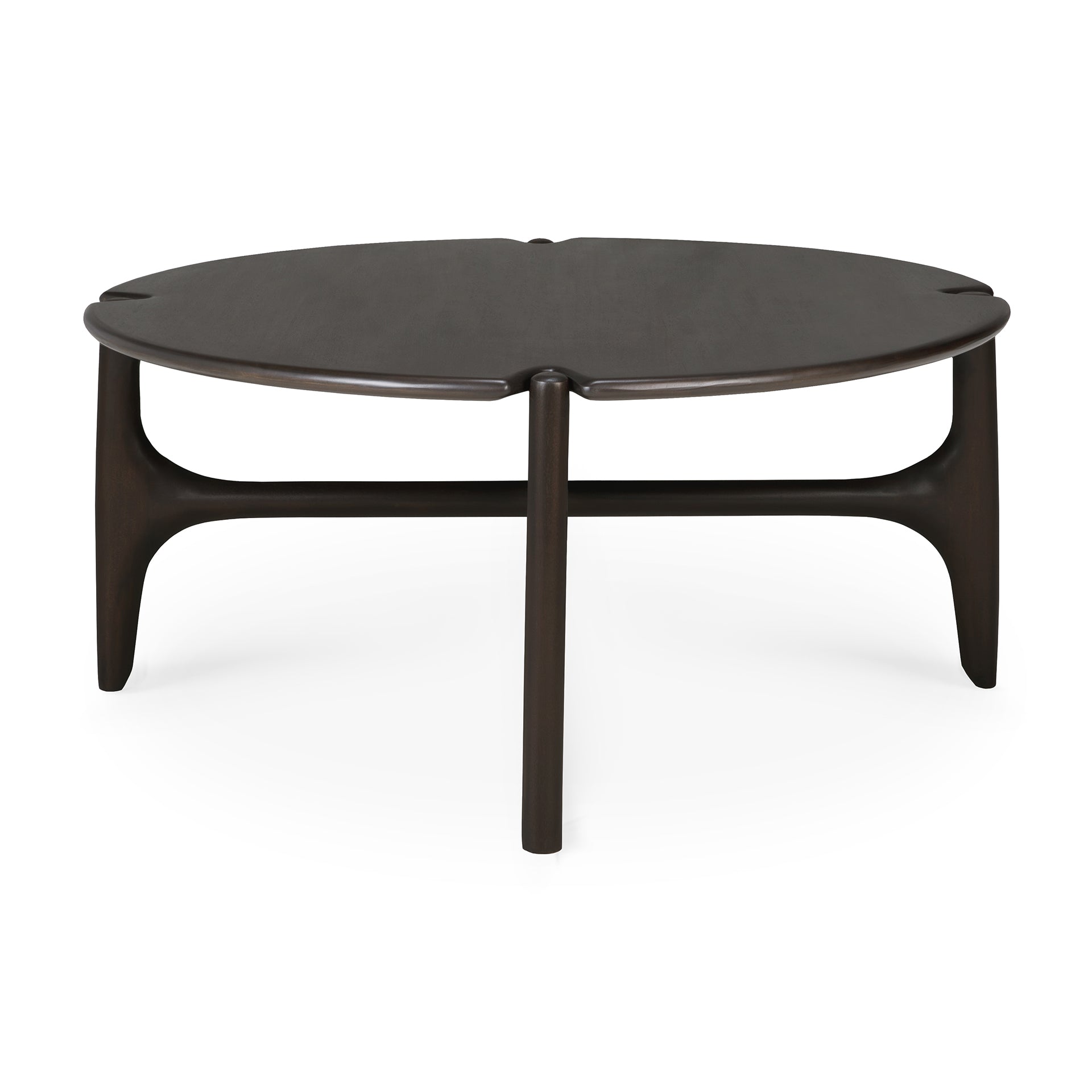 PI coffee table - varnished mahogany - dark brown - round