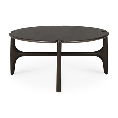 PI coffee table - varnished mahogany - dark brown - round