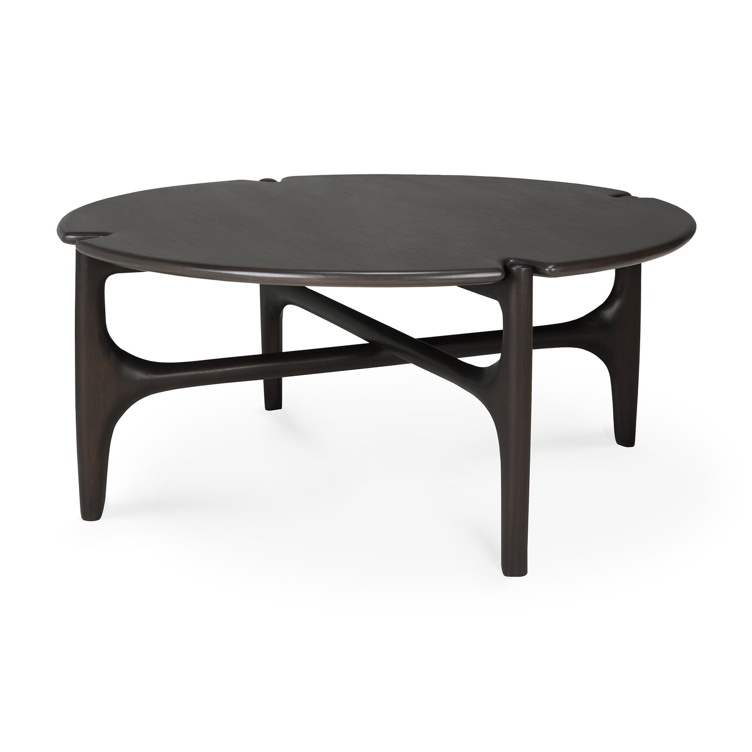 PI coffee table - varnished mahogany - dark brown - round