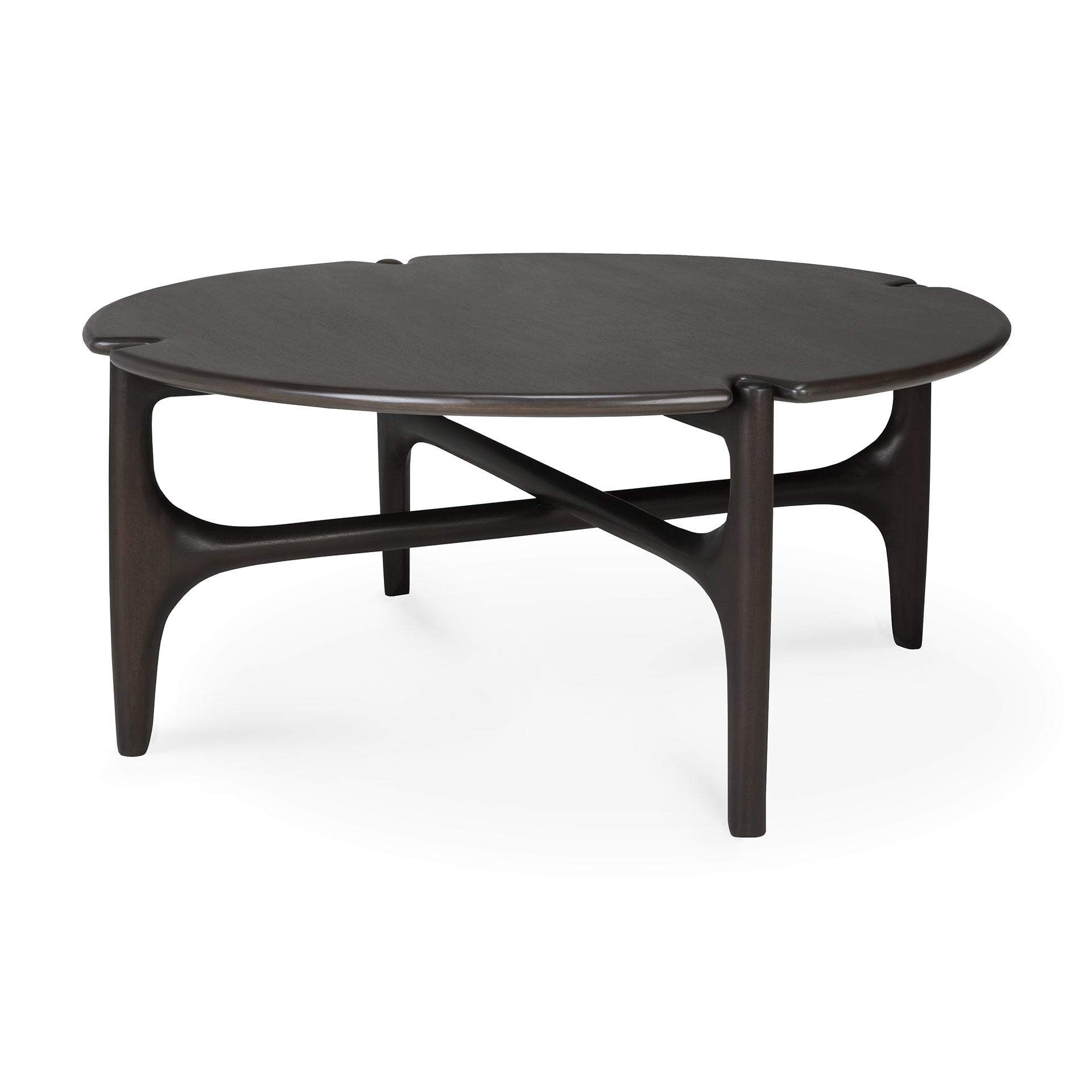 PI coffee table - varnished mahogany - dark brown - round