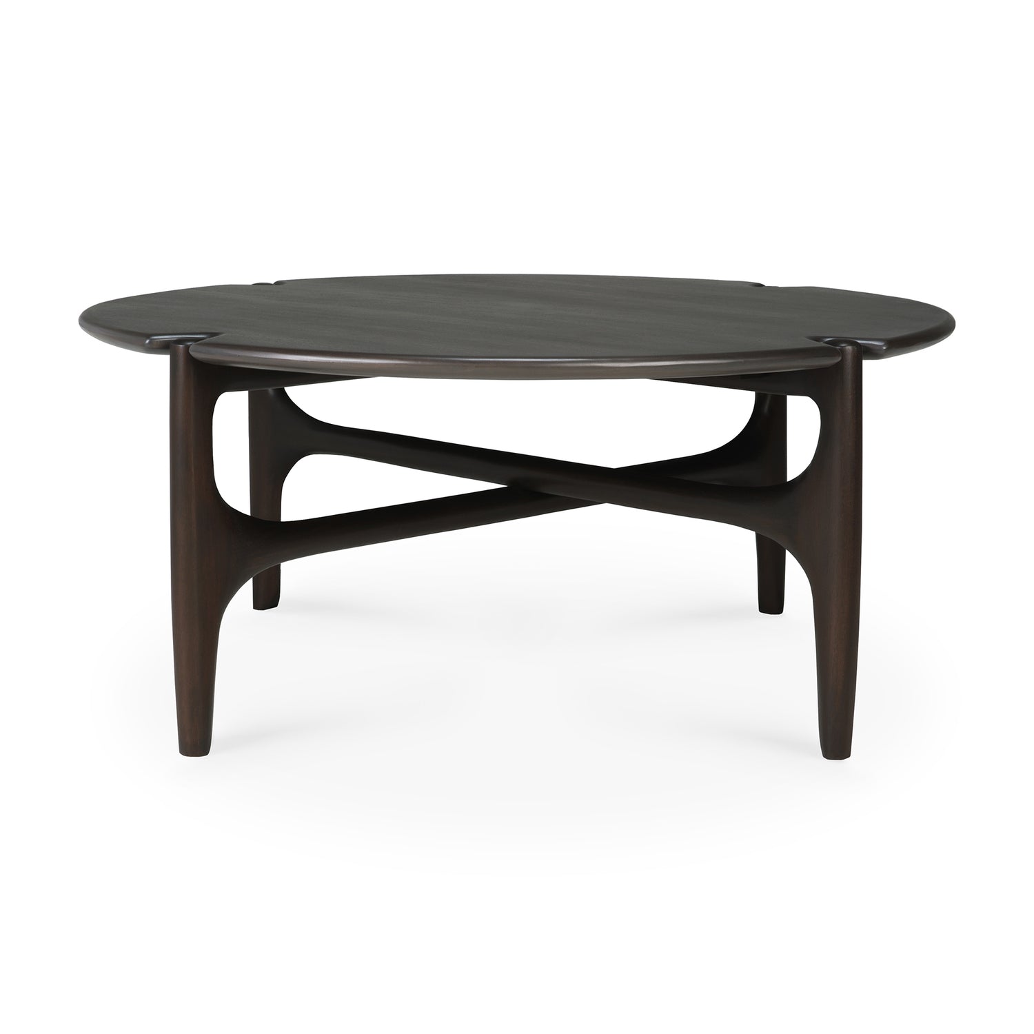 PI coffee table - varnished mahogany - dark brown - round