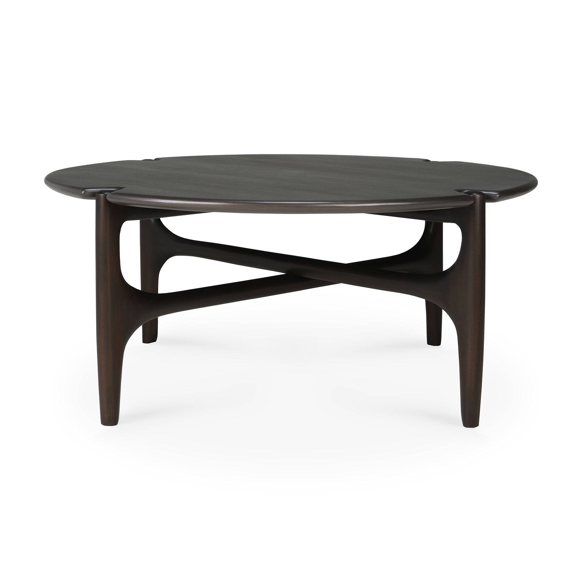 PI coffee table - varnished mahogany - dark brown - round