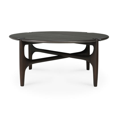 PI coffee table - varnished mahogany - dark brown - round