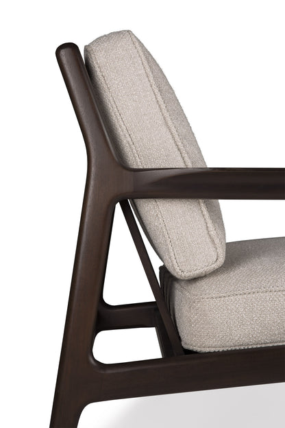 Jack Lounge Chair, Varnished Mahogany, Dark Brown, Ivory Fabric
