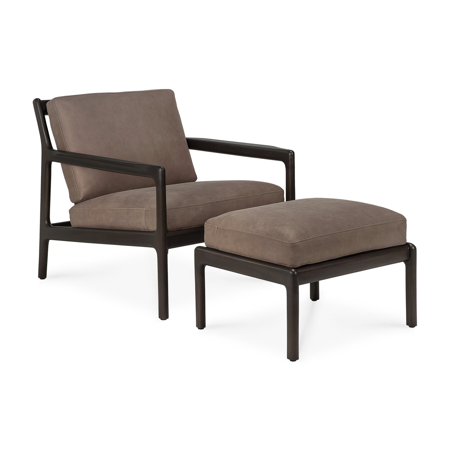 Jack Lounge Chair, Varnished Mahogany, Dark Brown, Terra Nubuck Leather