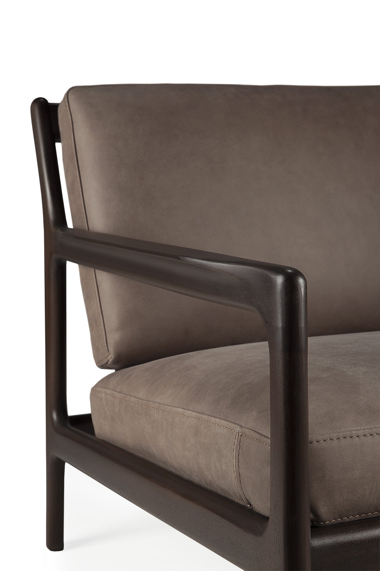 Jack Lounge Chair, Varnished Mahogany, Dark Brown, Terra Nubuck Leather