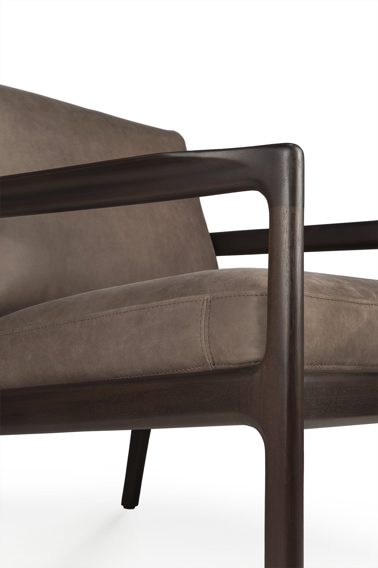 Jack Lounge Chair, Varnished Mahogany, Dark Brown, Terra Nubuck Leather