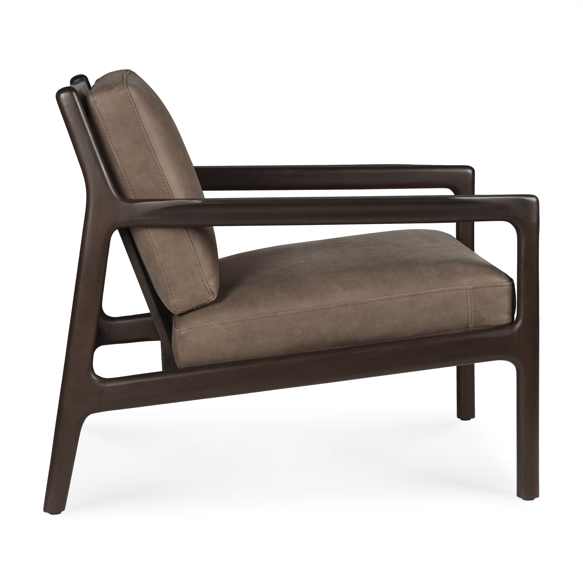 Jack Lounge Chair, Varnished Mahogany, Dark Brown, Terra Nubuck Leather