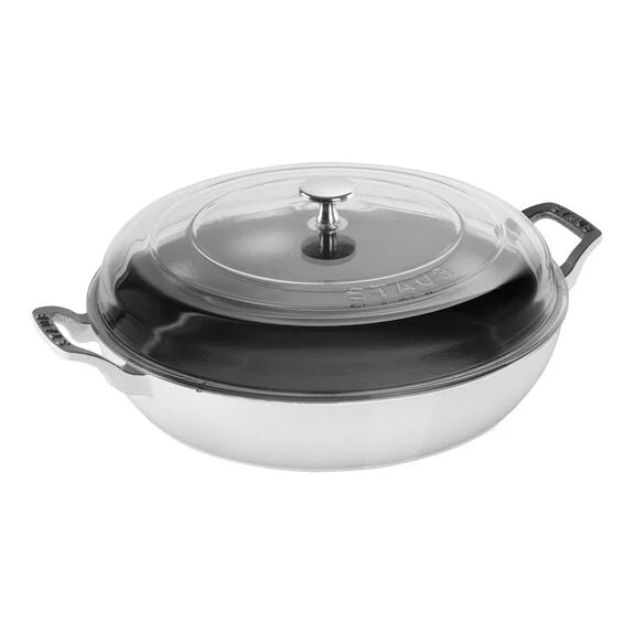 Staub 12&quot; Braiser with Glass Lid, 3.5qt, White